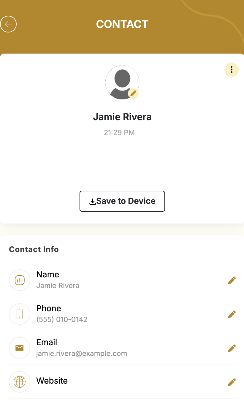 A contact's detail view