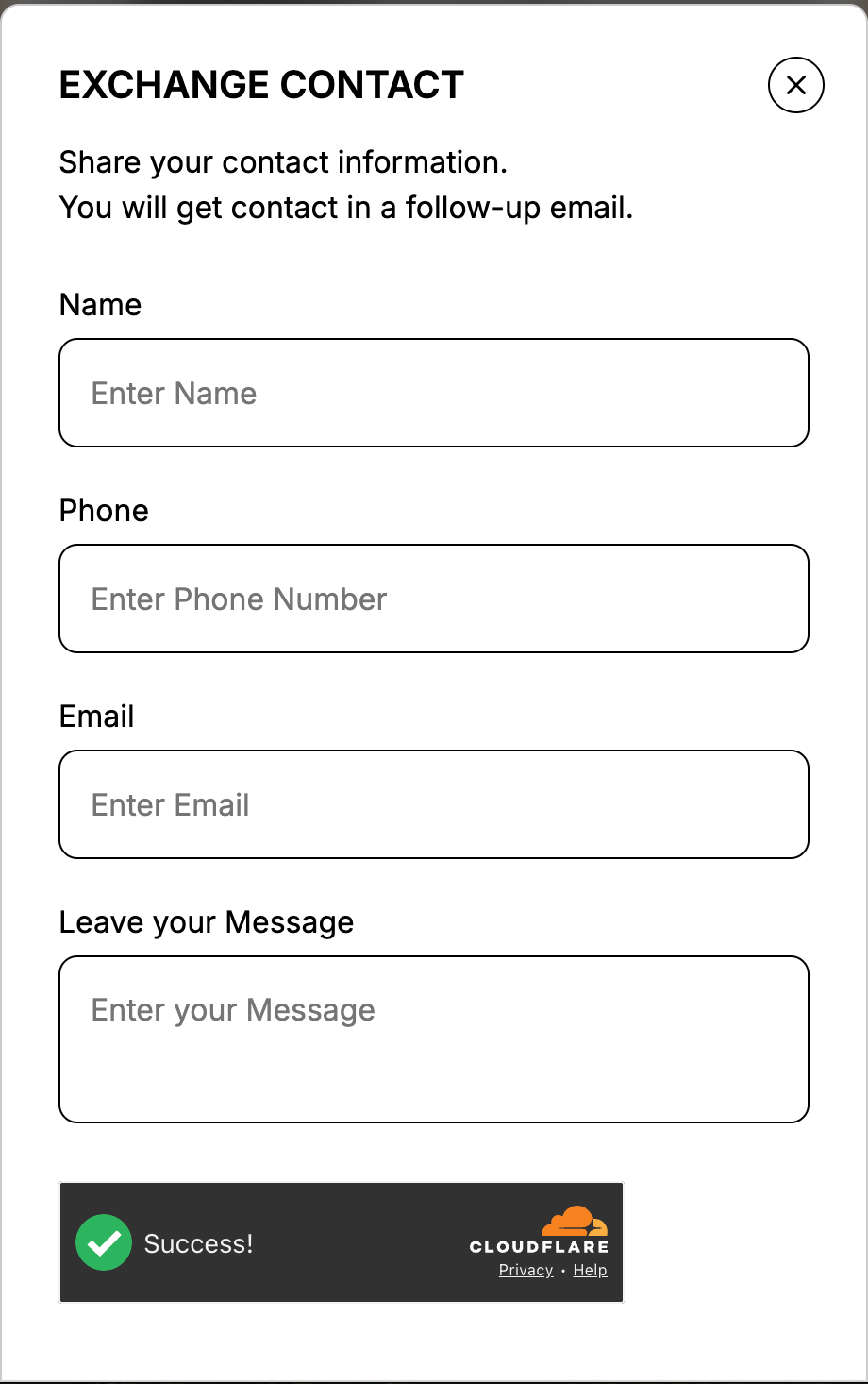 The Exchange Contact form