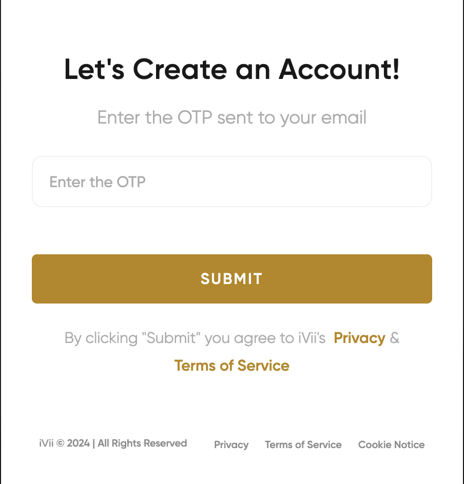 The OTP verification screen