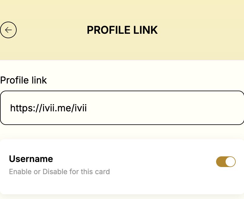 The Profile Link screen
